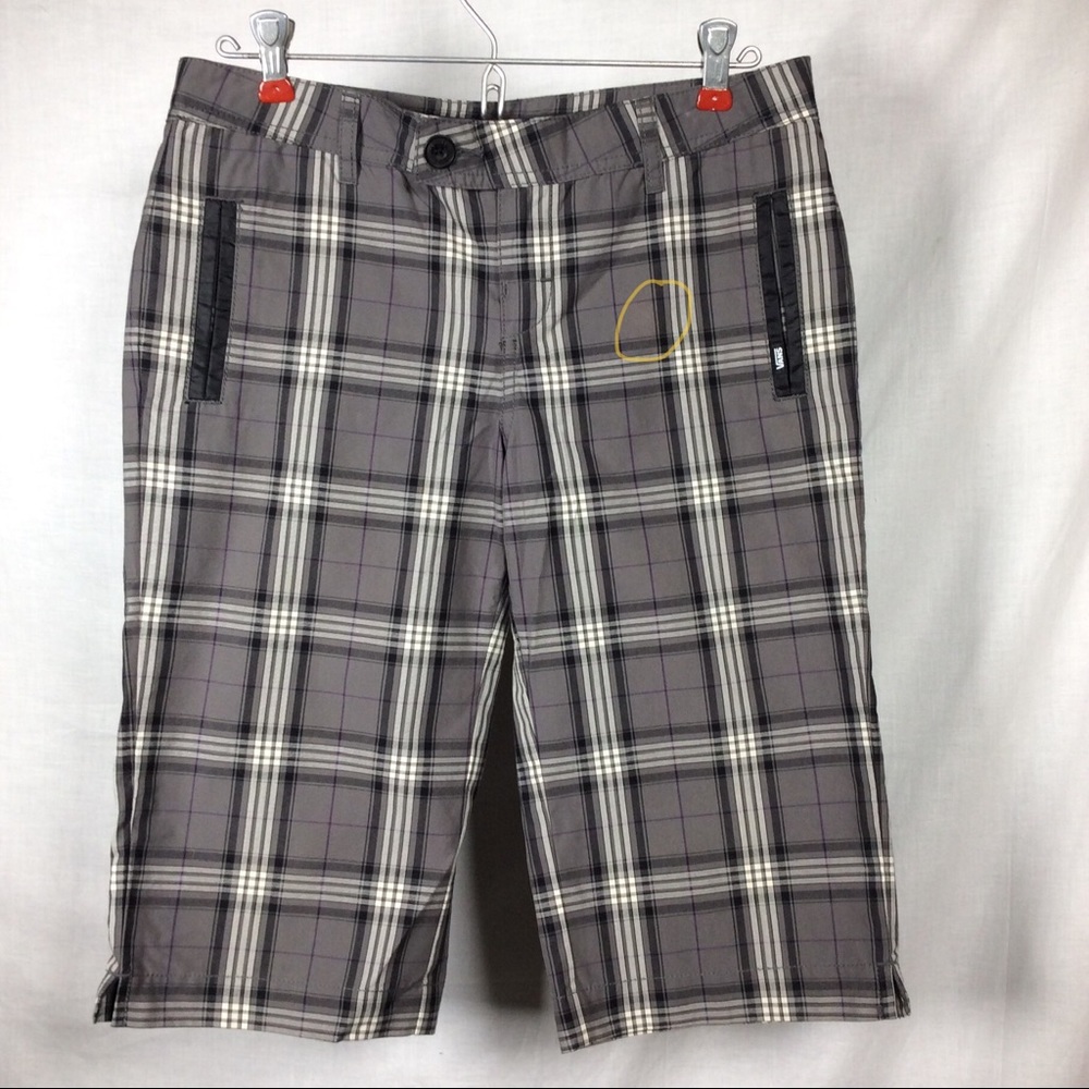 Vans Women’s Plaid Black/Gray/Purple Bermuda Shorts
